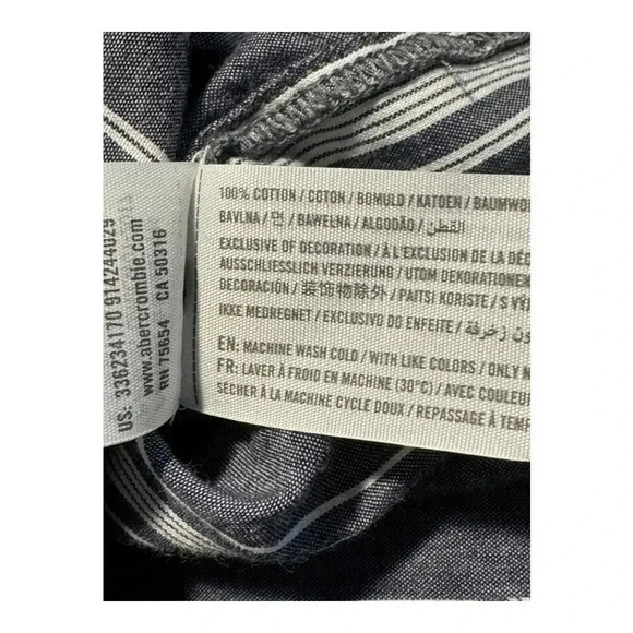 Hollister Women's Size Small Striped Cropped Blouse Blue‎ Bell  Flare Sleeve - Picture 7 of 7